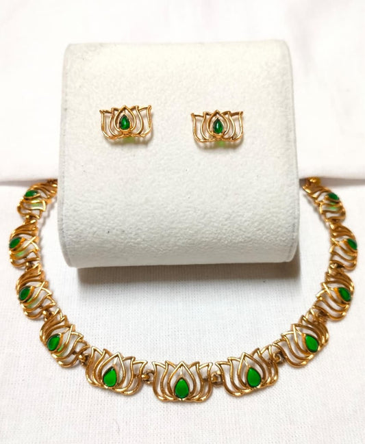 Lotus Bloom Necklace with earrings