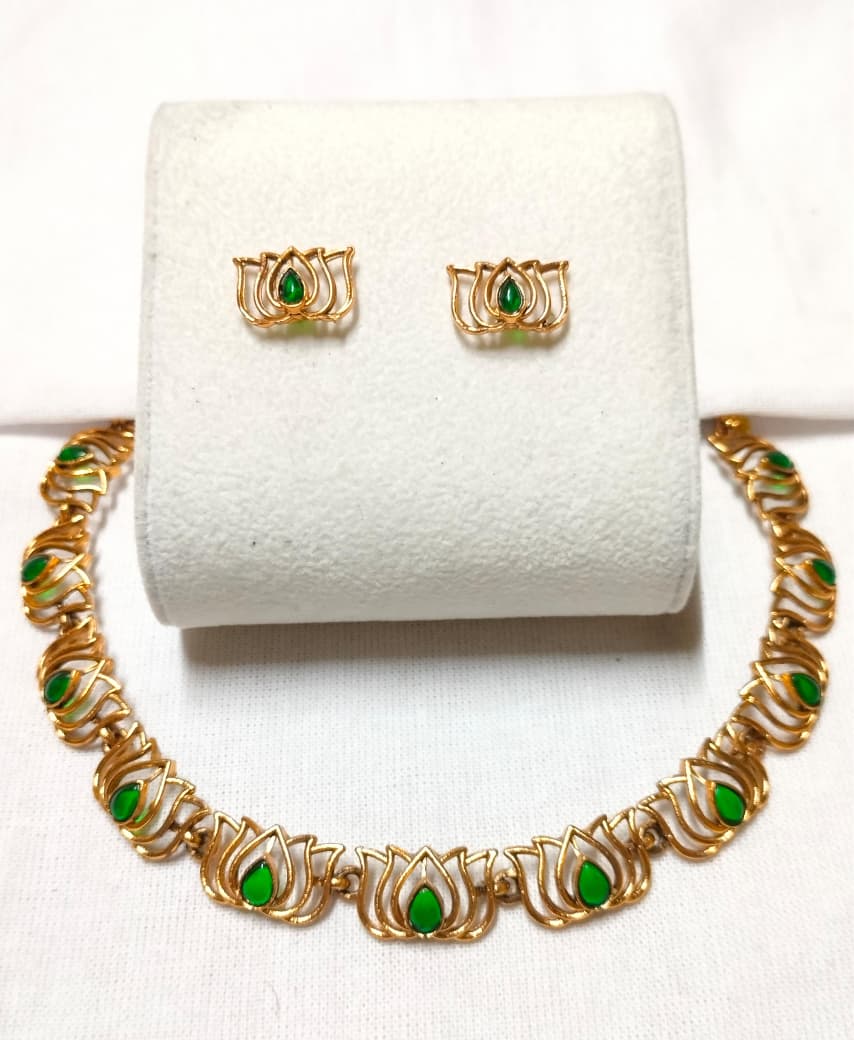 Lotus Bloom Necklace with earrings
